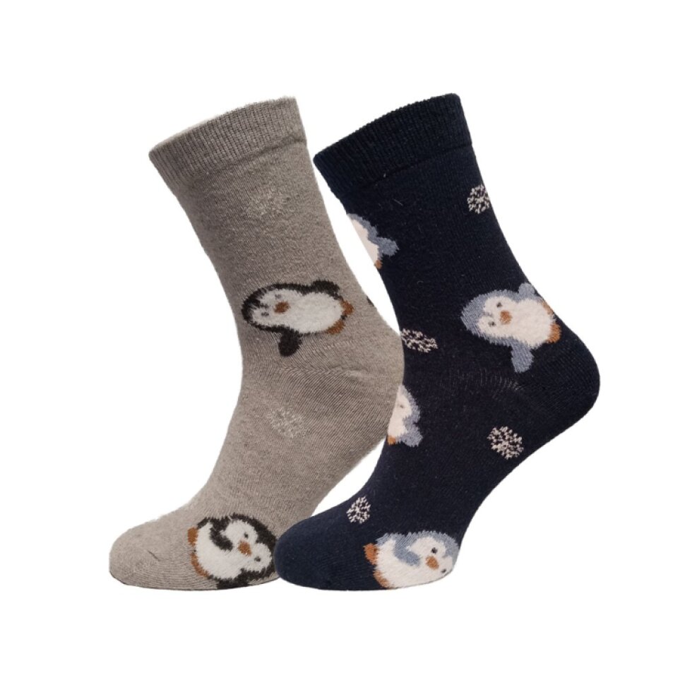 Ponožky teplé s vlnou s motivy tučňáků a oveček