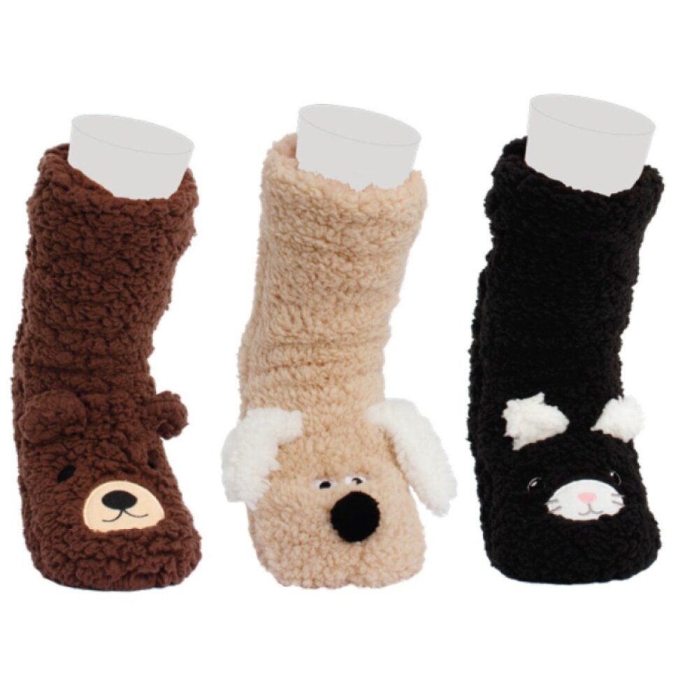 Dámské vtipné extra silné domácí ponožky, se zábavnými zvířecími obličeji / 1 pár 71899