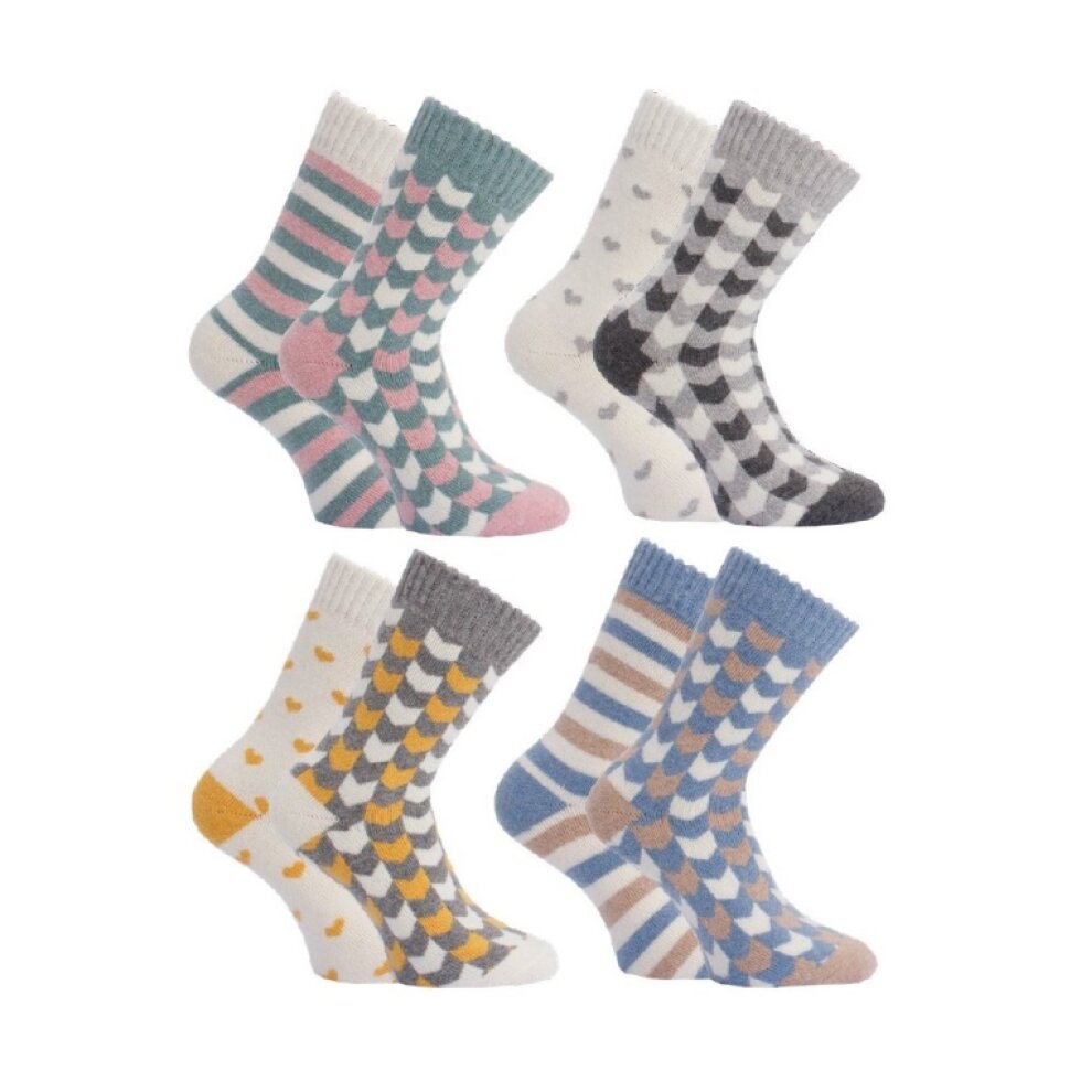 Dámské teplé ponožky s geometrickými vzory / 2 pár 37820