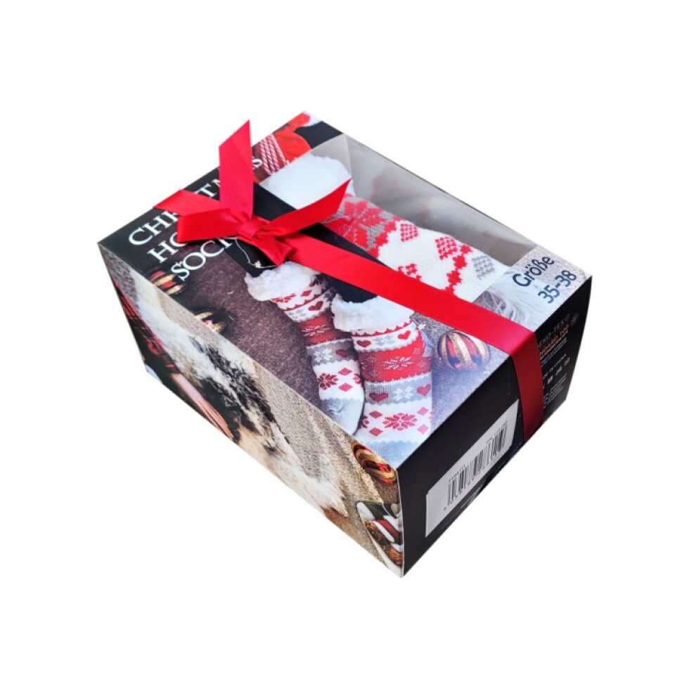 Dámské měkké domácí ponožky s vnitřní hřejivou podšívkou v dárkové krabičce 7194111