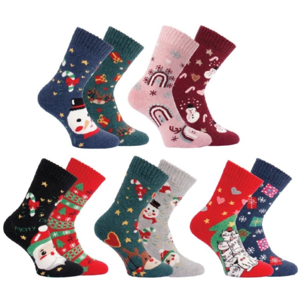 Dámské teplé vlněné ponožky s vánočními motivy / 2 pár 37898