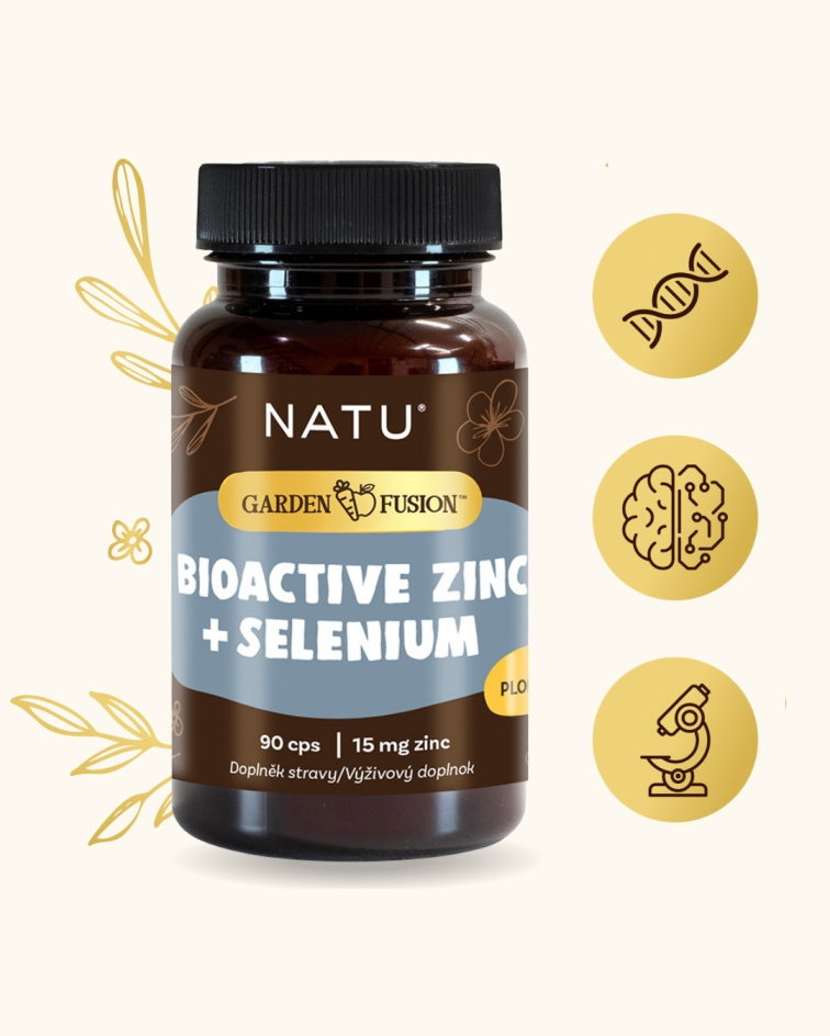 Garden Fusion Bioaktivní zinek 15 mg, selen, extrakt ze zeleného čaje 90 kapslí