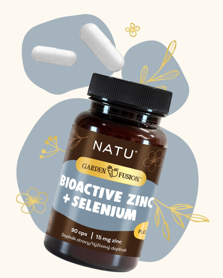 Garden Fusion Bioaktivní zinek 15 mg, selen, extrakt ze zeleného čaje 90 kapslí