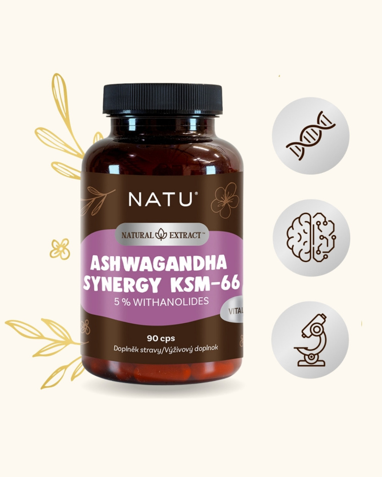 Ashwagandha extrakt KSM-66 (5% withanolidů) s piperinem 90 kapslí
