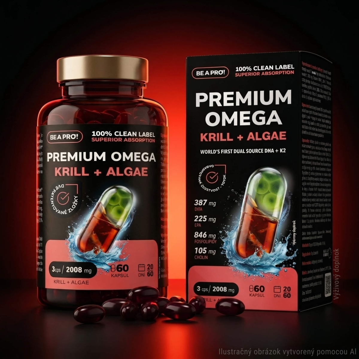 Premium Omega Krill + Algae, 60 cps