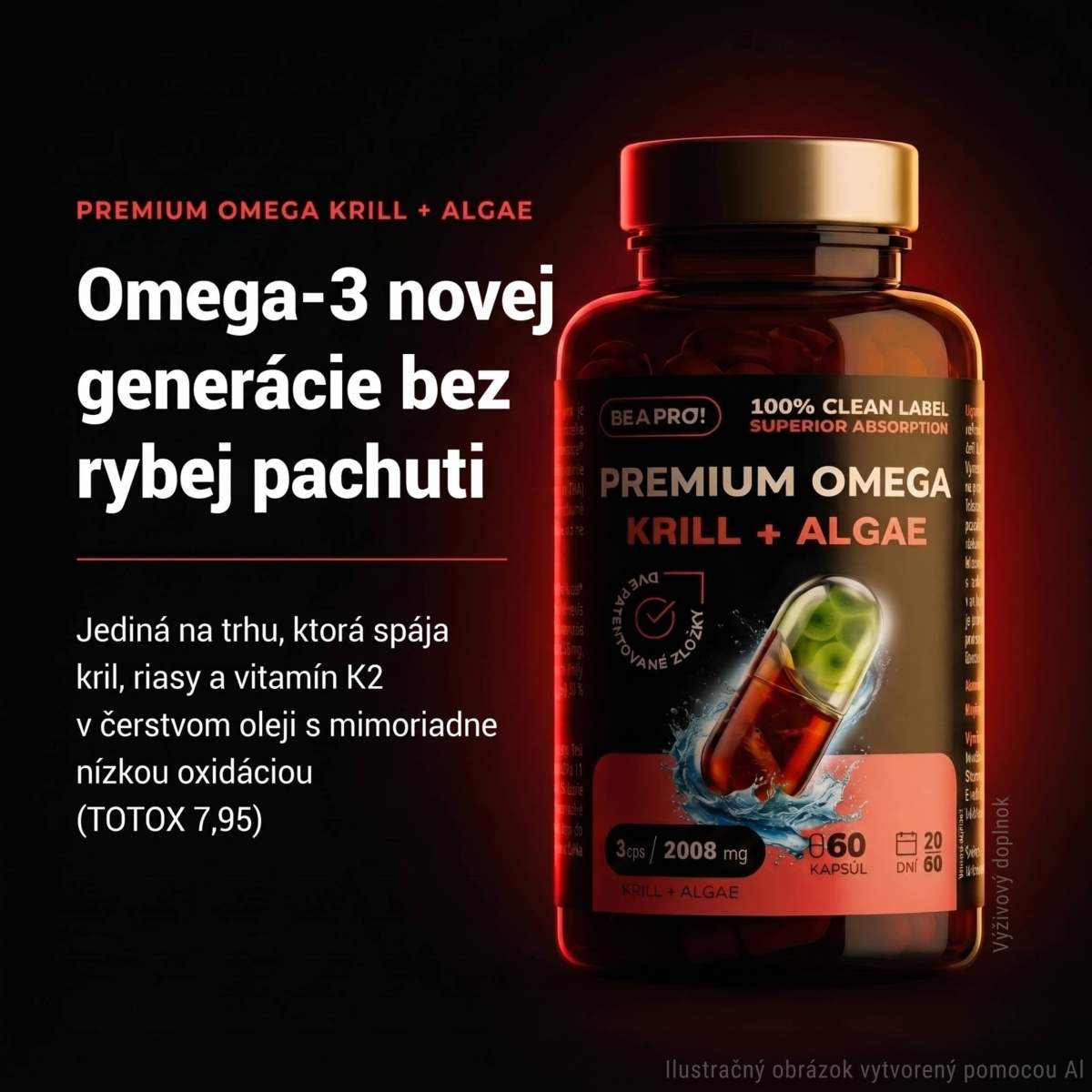 Premium Omega Krill + Algae, 60 cps