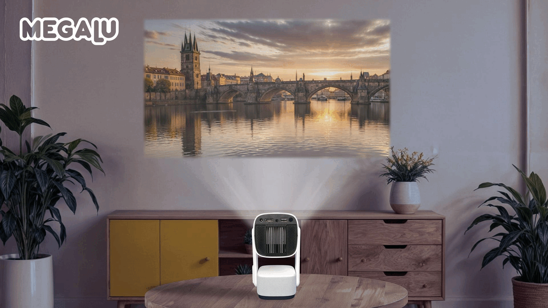 Domácí kino projektor MEGALU Delux bez baterie – HD projektor na filmy a prezentace