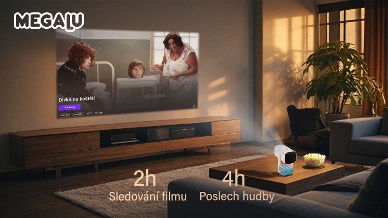 Domácí kino projektor MEGALU Delux bez baterie – HD projektor na filmy a prezentace