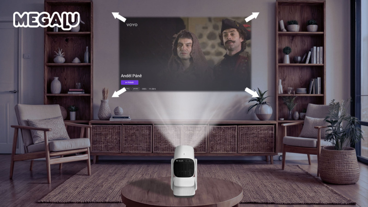 Domácí kino projektor MEGALU Delux bez baterie – HD projektor na filmy a prezentace