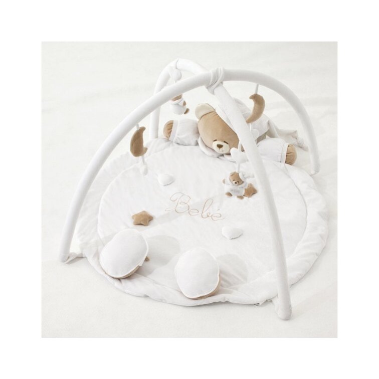 Nanán hracia deka s hrazdou – Macko Tato biela, pre zábavu a rozvoj bábätka