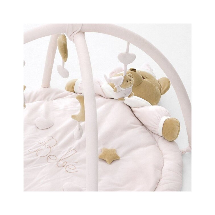 Nanán hracia deka s hrazdou – Macko Puccio ružová, pre zábavu a rozvoj bábätka