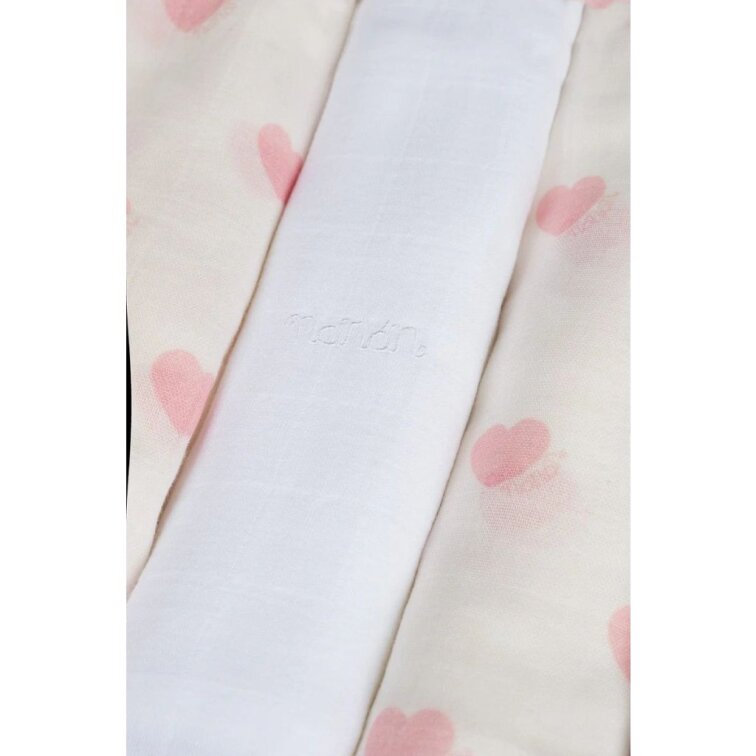 Nanán Set 3ks mušelínové plienky 80×80 cm ružové srdiečka | 100% organická bavlna, prémiová kvalita