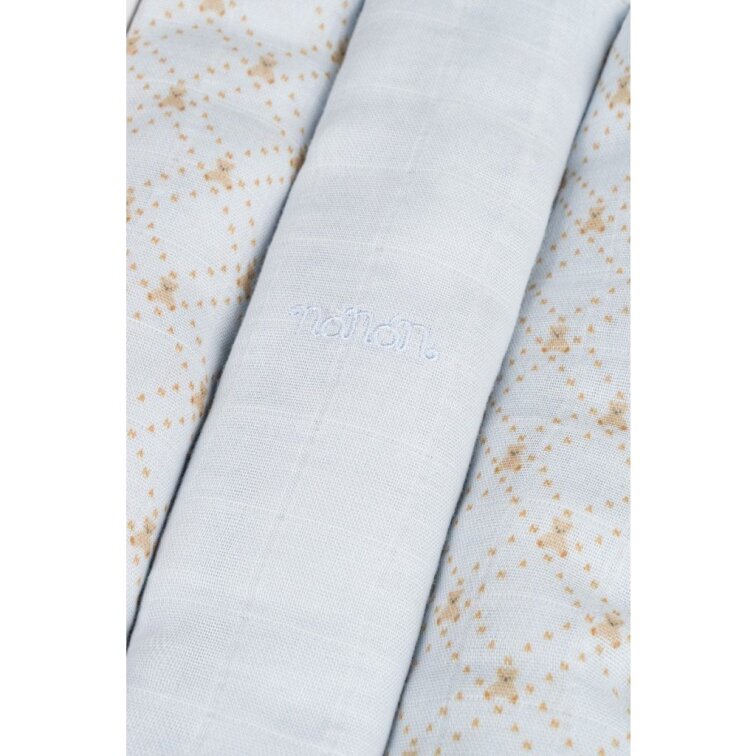 Nanán Set 3 ks mušelínové plienky 80x80 cm – modré | 100 % organická bavlna, prémiová kvalita