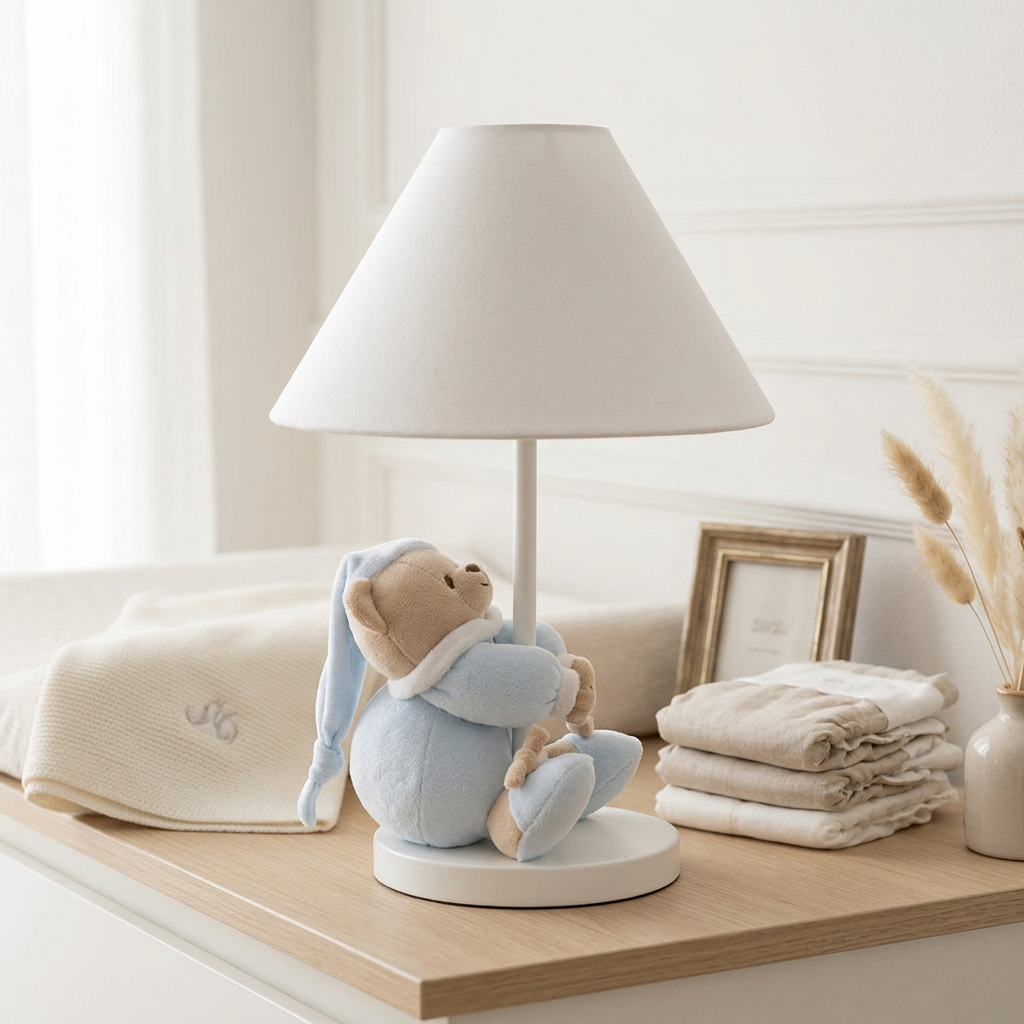 Nanán nočná lampa s medvedíkom pre bábätká a deti Puccio modrá