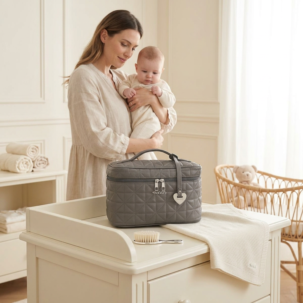 Nanán kozmetický kufrík – šedý, elegantný a praktický doplnok