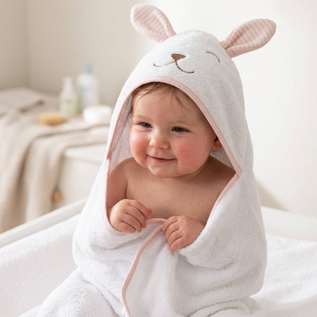 Nanán detská froté osuška Bunny – ružová, mäkká a savá osuška s kapucňou