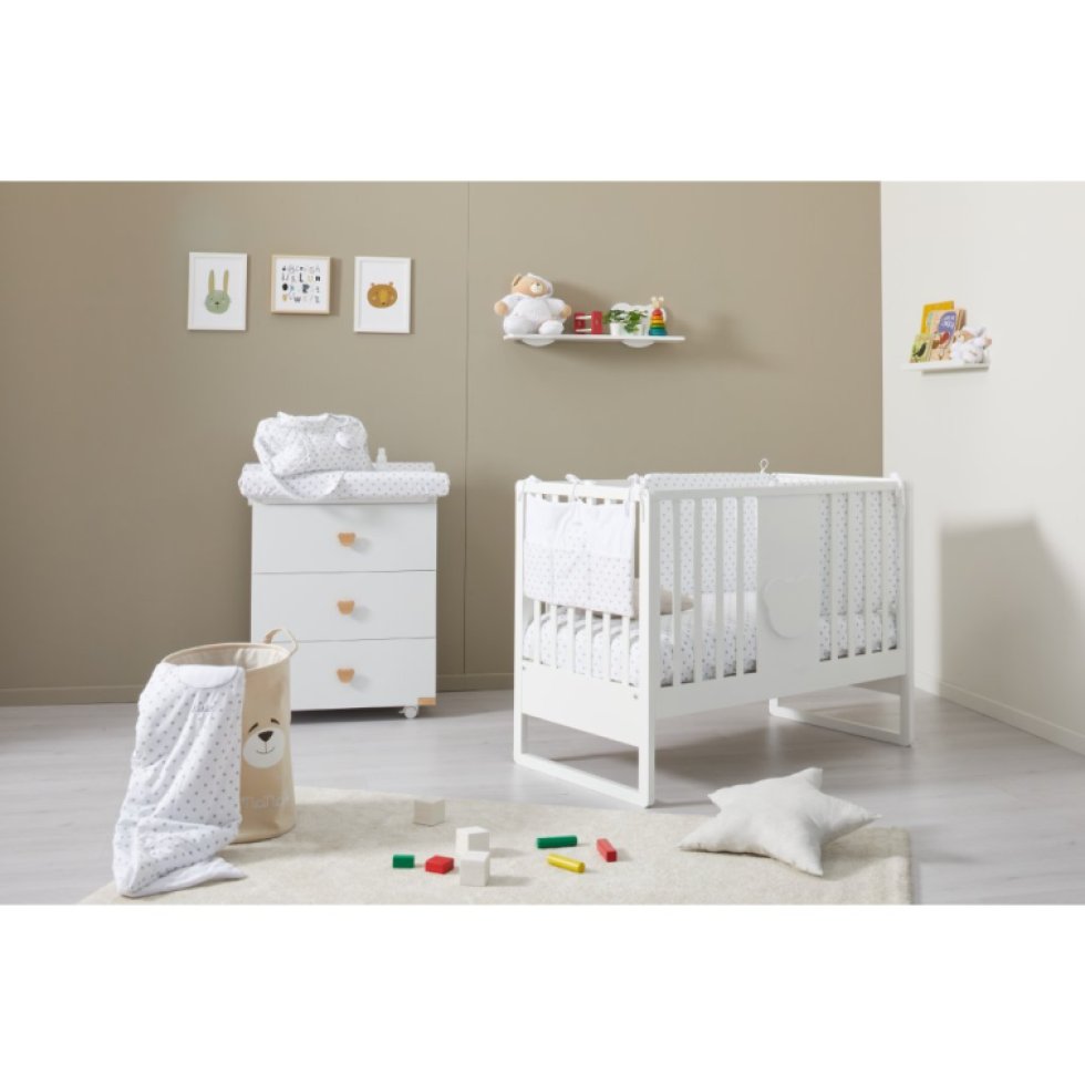 Nanán prebaľovací pult s vaničkou Dadini so šedými medvedíkmi (3v1)