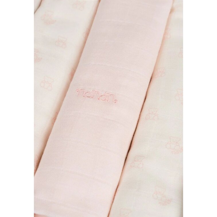 Nanán Set 3ks mušelínové plienky 80×80 cm ružové medvedíky | 100% organická bavlna, prémiová kvalita