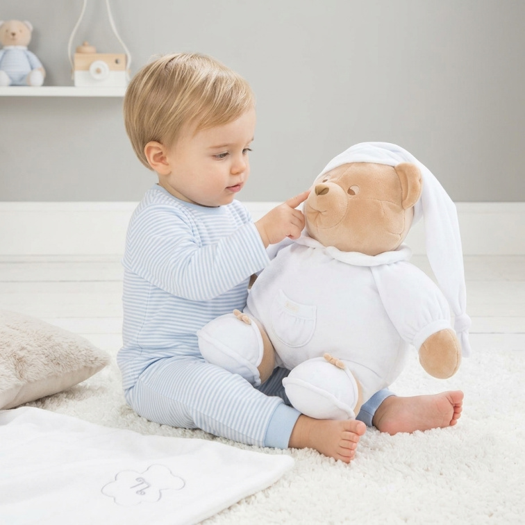 Nanán plyšový medvedík Puccio 35cm modrý