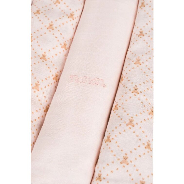 Nanán Set 3 ks mušelínové plienky 80x80 cm – ružové | 100 % organická bavlna, prémiová kvalita