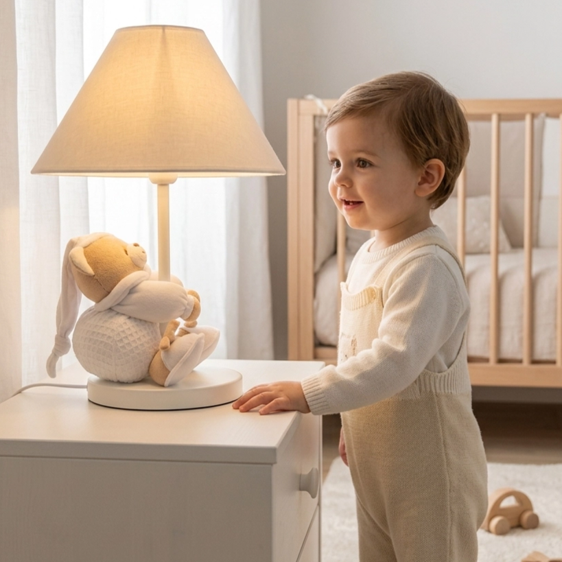 Nanán nočná lampa s medvedíkom pre bábätká a deti Tato biela