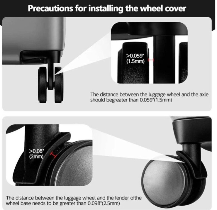 Návleky na kolečka Luggage Wheels Protectors Black 8-set