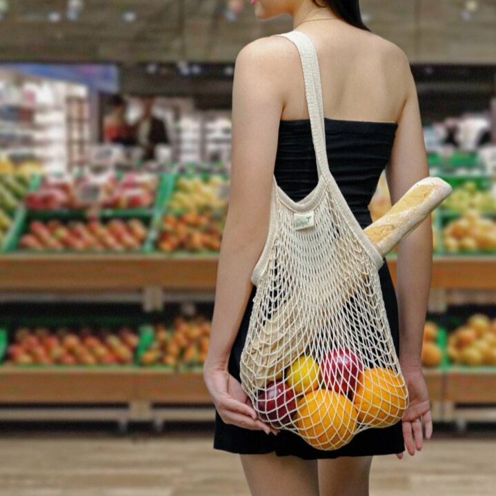 Retro síťovka Shopping net 100% cotton Black