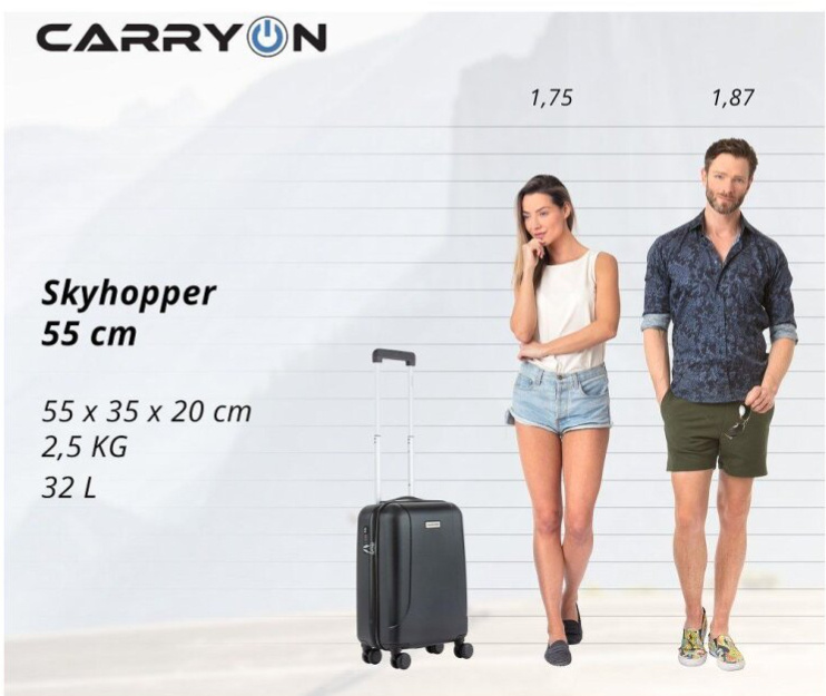 Příruční kufr 55cm Skyhopper Black
