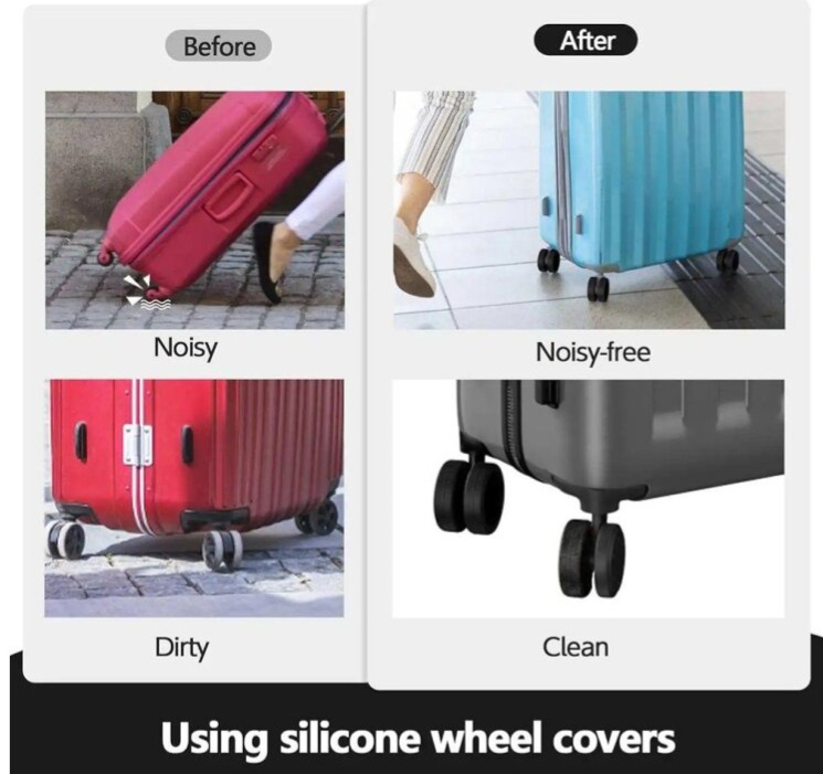 Návleky na kolečka Luggage Wheels Protectors Black 8-set