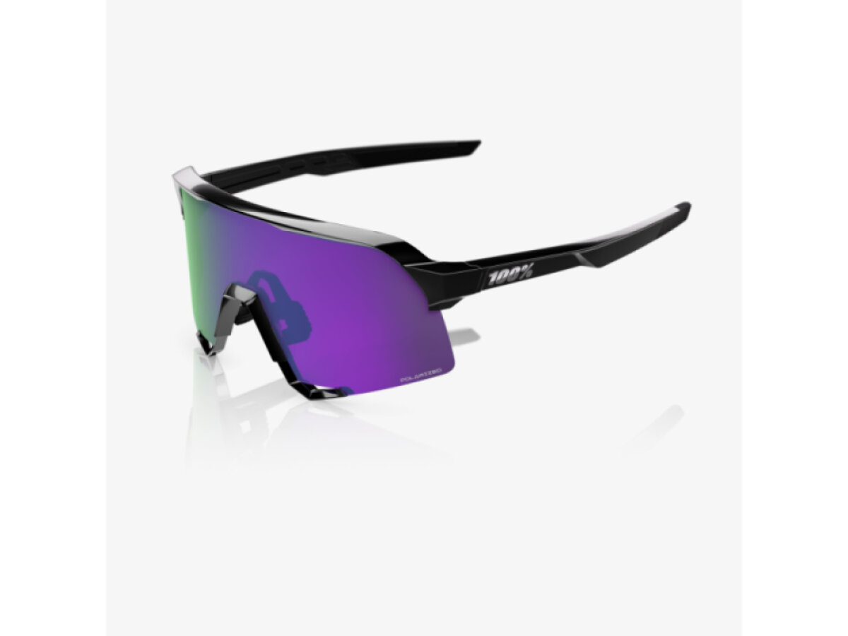 100% brýle S3 Polished Black (HiPER Polarized Lavender Mirror)