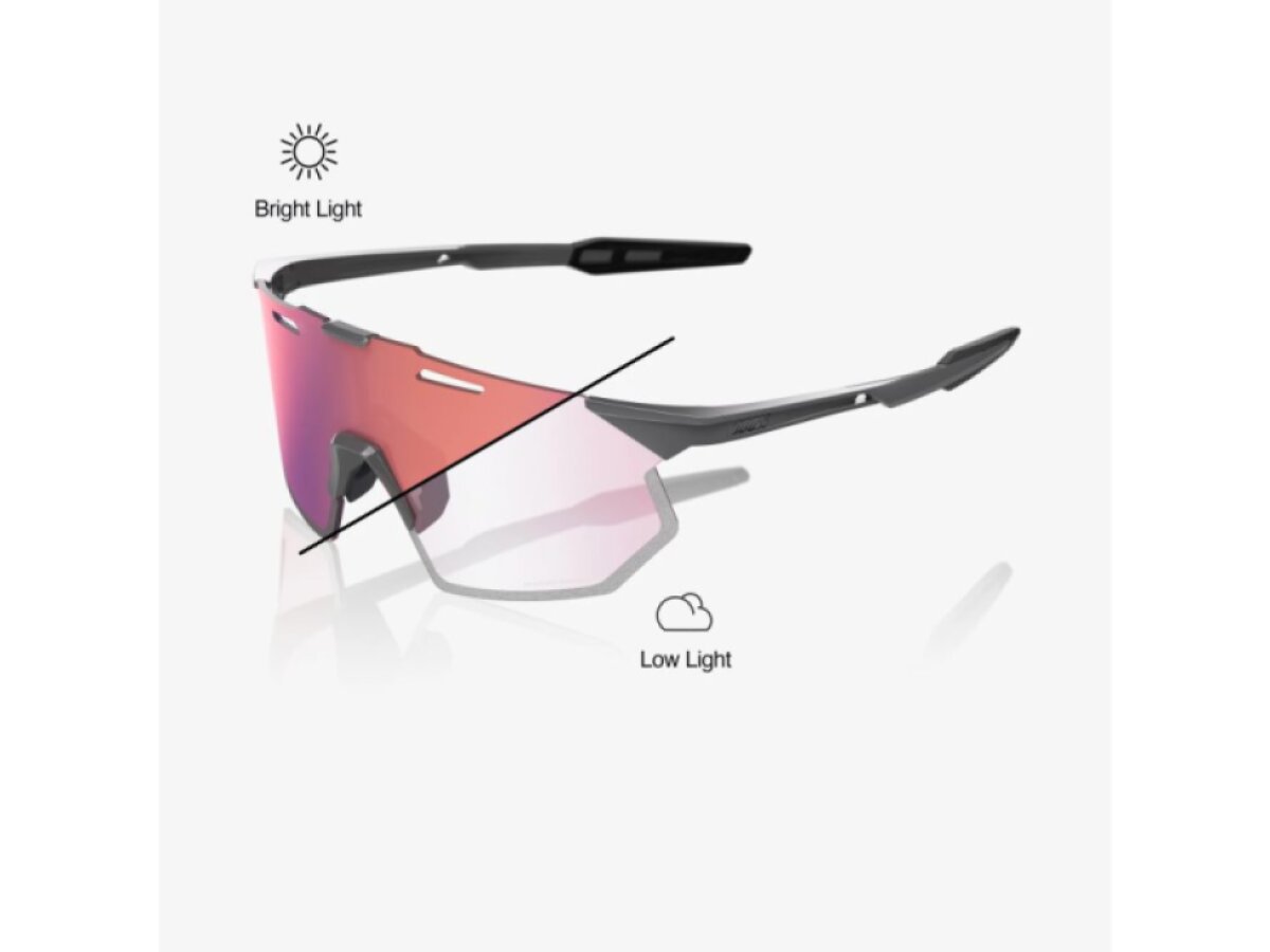 100% brýle Hypercraft SQ Gloss Light Grey (Rose Gold Mirror Photochromic Lens)