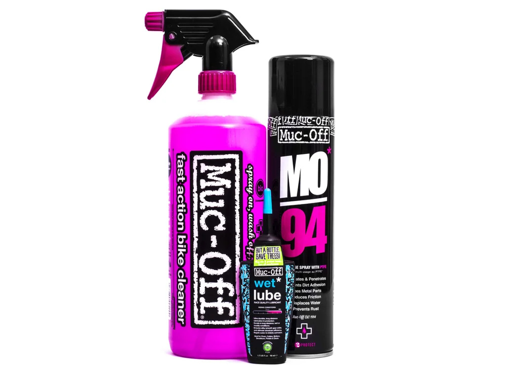 MUC-OFF Wash, Protect & Lube Wet Kit - Sada pro mytí, ochranu a lubrikaci kol