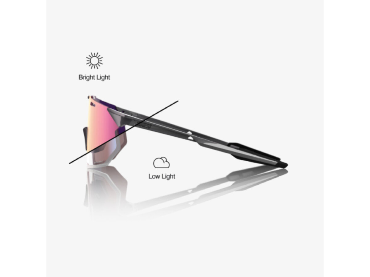 100% brýle Hypercraft SQ Gloss Light Grey (Rose Gold Mirror Photochromic Lens)