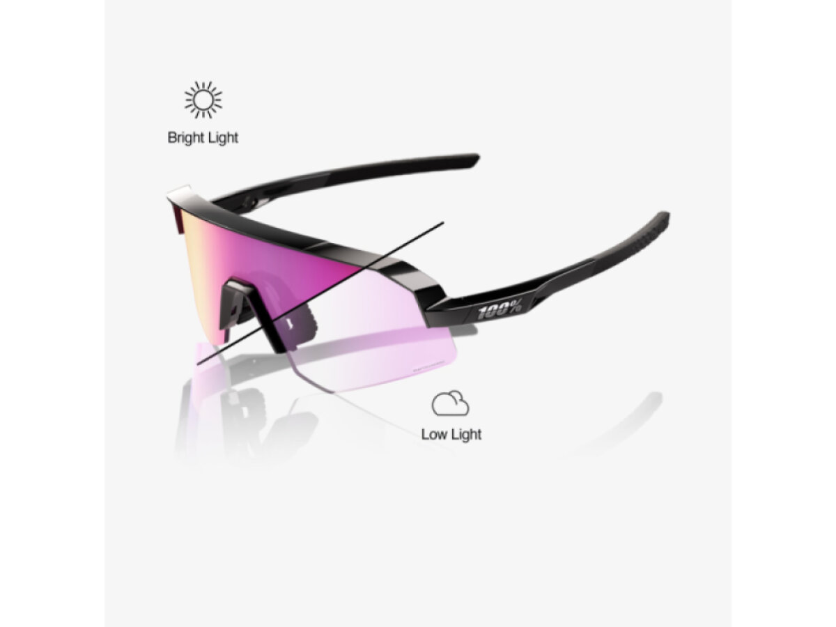 100% brýle Slendale SL Gloss Black (Photochromic Purple Mirror)