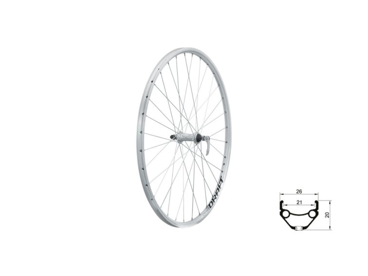 KLS zapletené kolo přední 28/29" DRAFT V-brake (šířka 21 mm) stříbrné