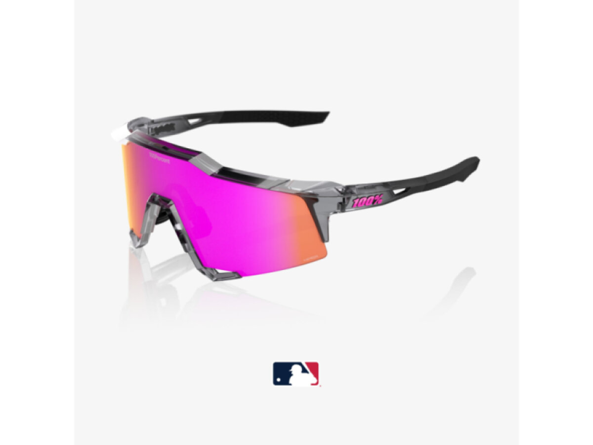 100% brýle Speedcraft MLB Polished Translucent Grey (HiPER Vital Pink Mirror Lens)