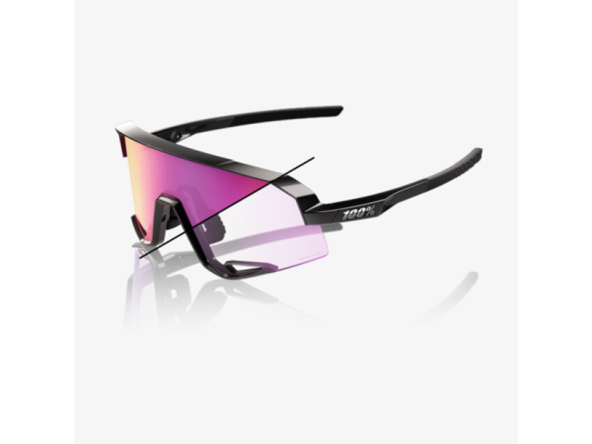 100% brýle Slendale Gloss Black (Photochromic Purple Mirror)