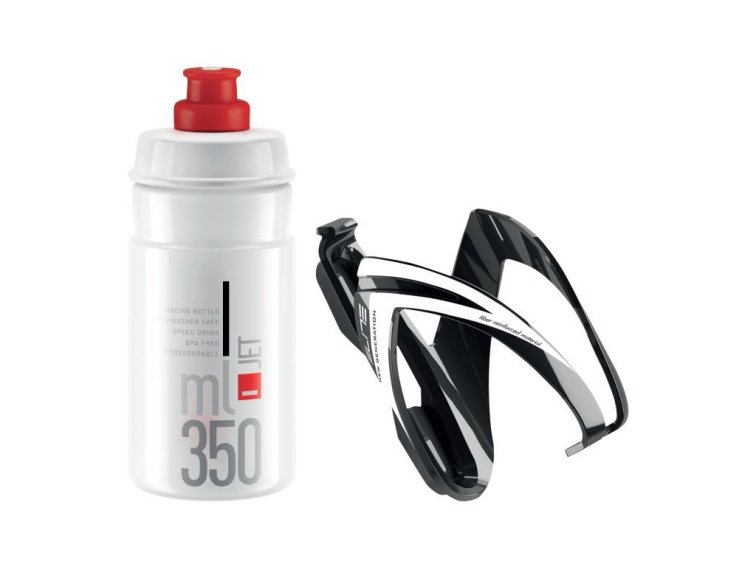 Elite Kit Ceo košík + láhev 350 ml (čirá/červená)