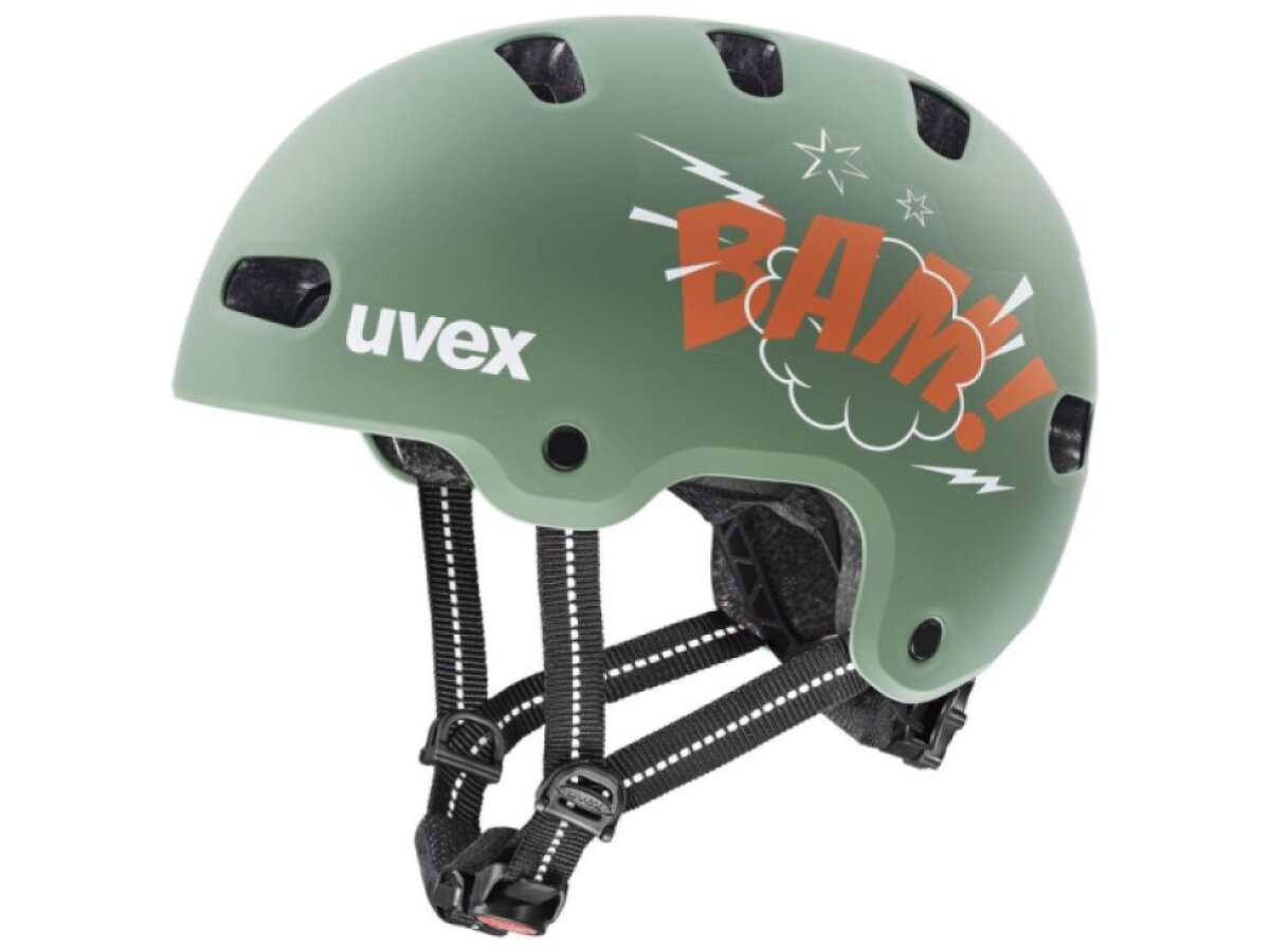 Uvex helma dětská Kid 4 style (bam moss green - papaya matt)