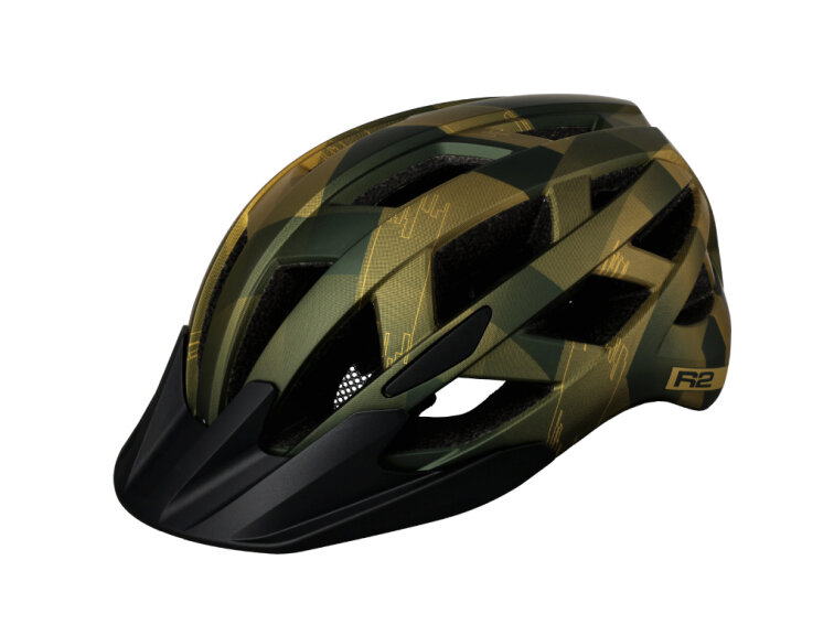 R2 helma dětská LUMEN JUNIOR (tmavě zelená/ tmavě zlatá) ATH20A2