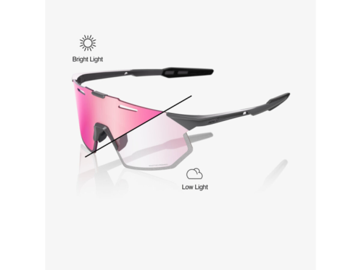 100% brýle Hypercraft SQ Gloss Light Grey (Rose Gold Mirror Photochromic Lens)