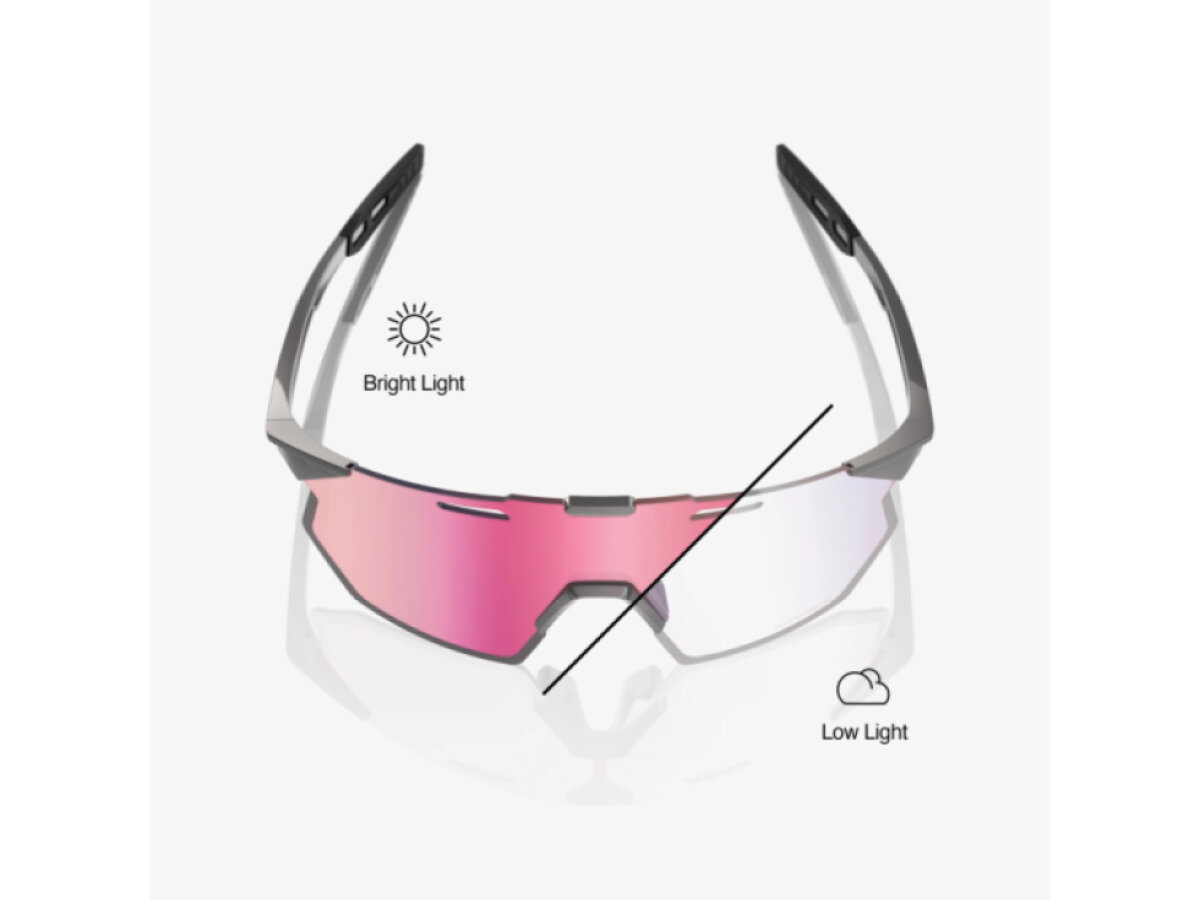 100% brýle Hypercraft SQ Gloss Light Grey (Rose Gold Mirror Photochromic Lens)