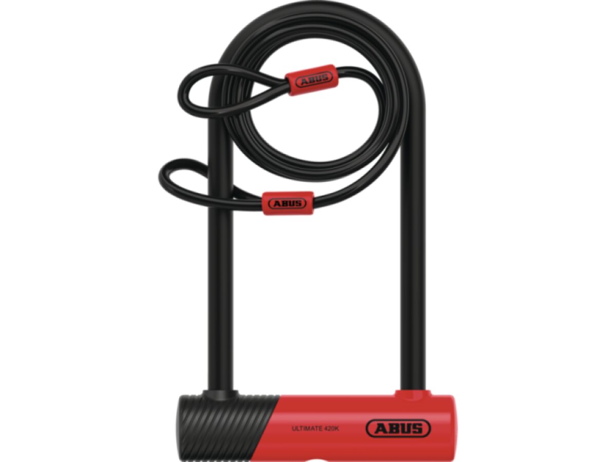 Abus zámek U-lock 420K (podkova 230mm) s držákem + Lanko Cobra 10/120