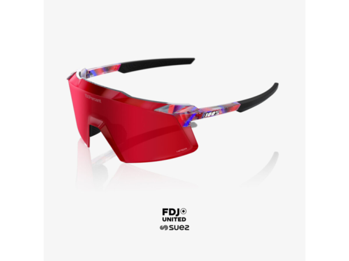 100% brýle Aerocraft FDJ Gloss Translucent Red/Blue (HiPER Fire Red Mirror Lens)