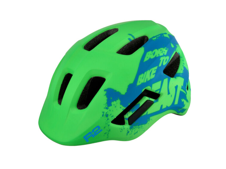 R2 helma dětská PULSE (neon zelená/ modrá) ATH40B