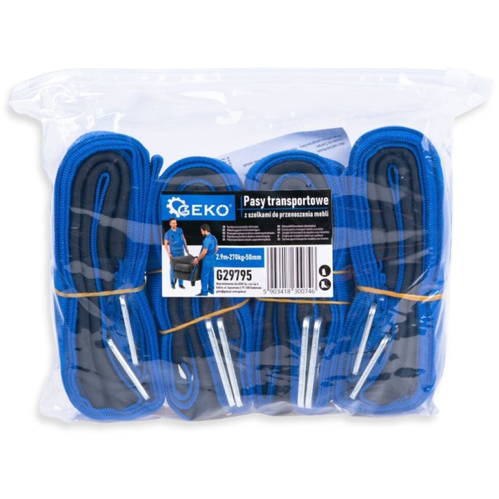 Prepravné popruhy s výstuhami na premiestňovanie nábytku 2,9 m/270 kg/50 mm (25)