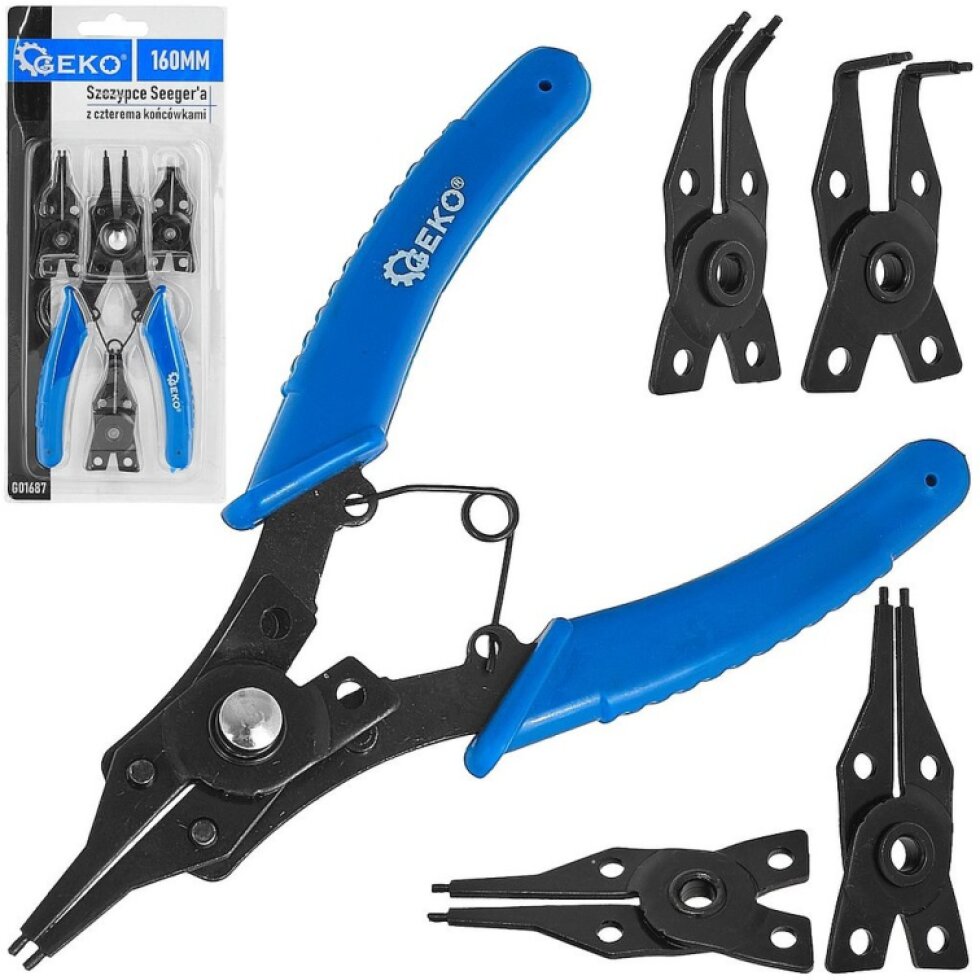 Seegerove kliešte so štyrmi vymeniteľnými hrotmi 160 mm (12/60)