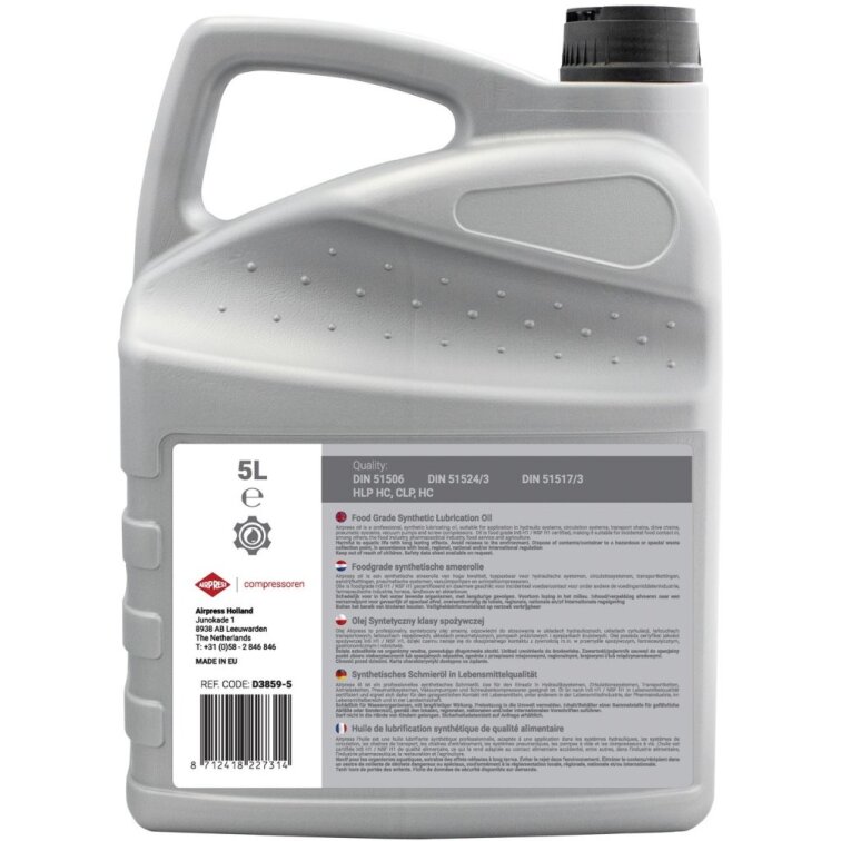 Syntetický olej FOODGRADE pre potravinárske skrutkové kompresory 5 l