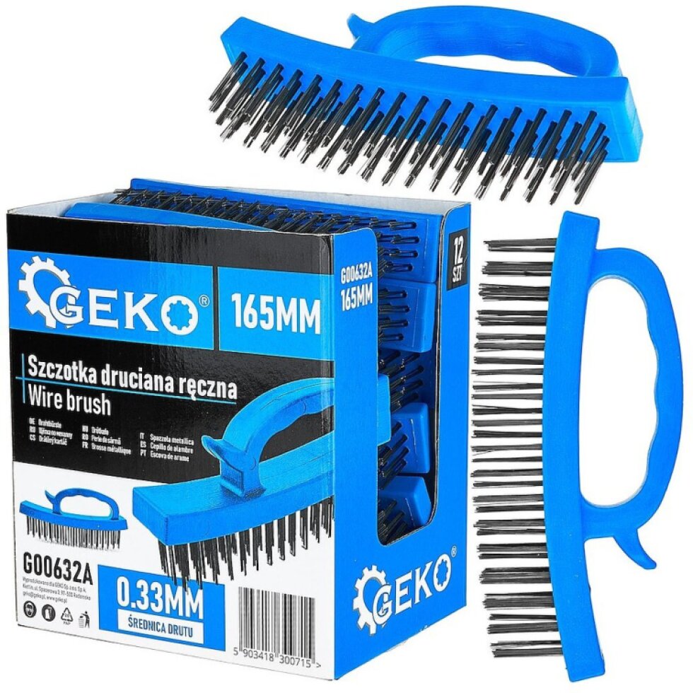 Drôtená kefa s plastovou rukoväťou 165 mm - stojan (12/144)
