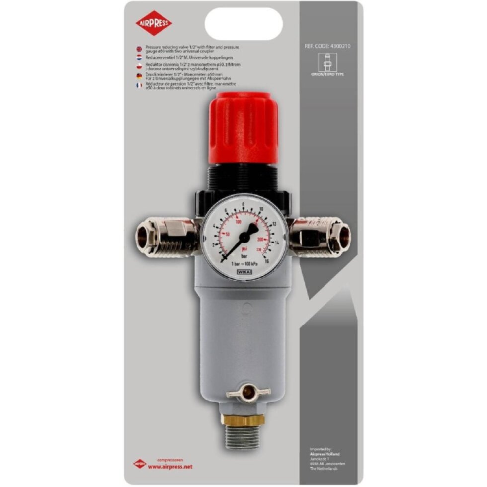 Regulátor tlaku s filtrom a 1/2" rozdvojkou - sada v blistrovom balení